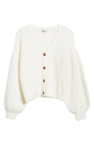 Shop Baum Und Pferdgarten Celine Rib Balloon Sleeve Cardigan In Eggnog