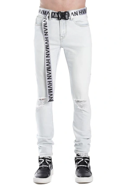 Shop Hvman Strat Belted Super Skinny Jeans In Zephyr