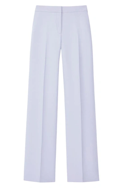 Shop Lafayette 148 New York Gates Wool & Silk Crepe Straight Leg Trousers In Aster