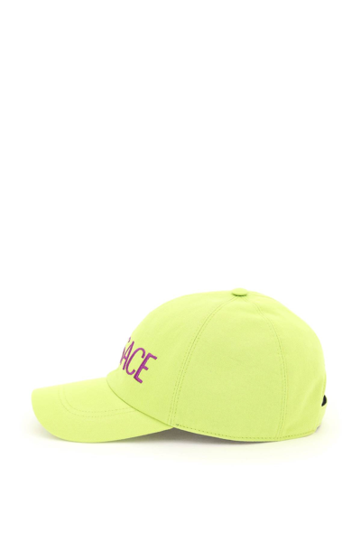 Shop Versace Baseball Cap With Logo Embroidery In Green,purple