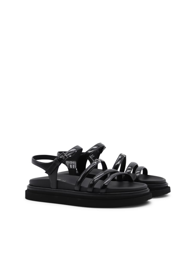 Shop Hogan Patent Leather Sandals In Black