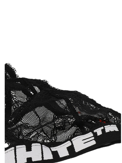 Shop Off-white Logo Lace Bra In Black