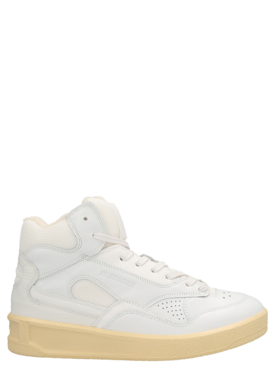 Shop Jil Sander Basket Hi Sneakers In White