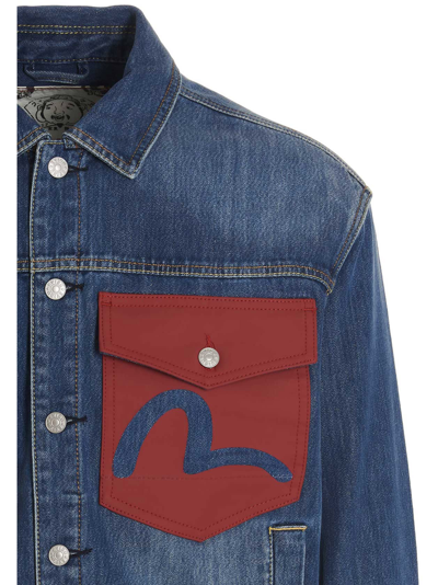 Shop Evisu Fortune Cat Jacket In Blue