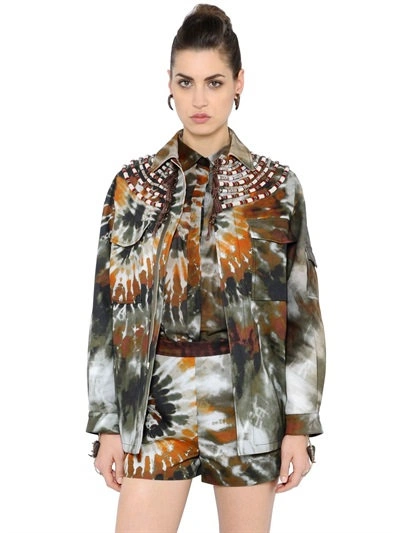 Valentino Printed Cotton Jacket With Fringed Embellishment In Multi