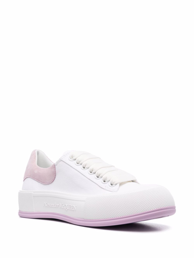 Shop Alexander Mcqueen Women's White Cotton Sneakers