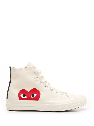 Shop Comme Des Garçons Play Men's White Other Materials Sneakers