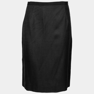 Pre-owned Dolce & Gabbana Black Textured Crepe Pencil Skirt M
