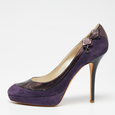 Pre-owned Dior Purple Suede And Leather Platform Pumps Size 39