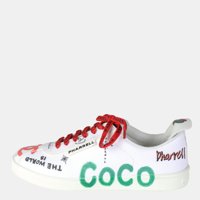 Pre-owned Chanel Pharrell X White Leather Graffiti Trainer Size Eu 39 In  Multicolor