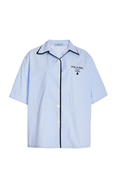 Shop Prada Striped Cotton Poplin Shirt