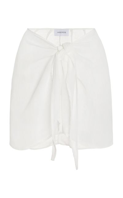 Anemos Wrap Mini Skirt Cover Up In Linen Cupro Blend In White