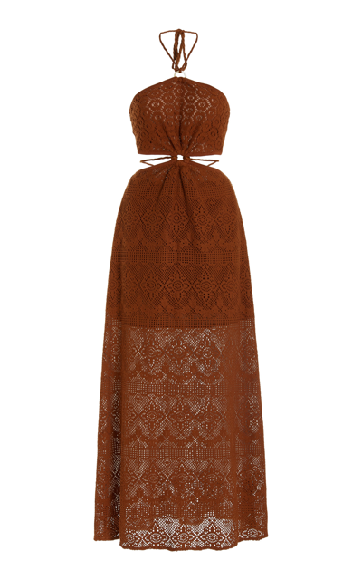 Shop Jonathan Simkhai Women's Georgiana Crocheted Cotton-blend Maxi Dress In Brown