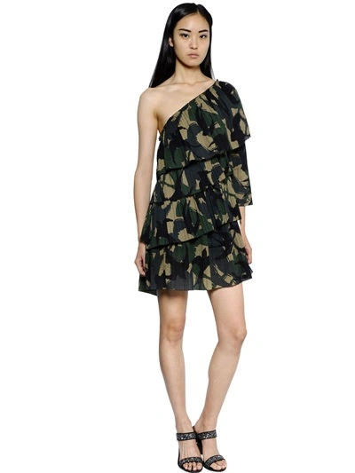 Shop Sonia Rykiel Ruffled Camo Printed Cotton Crepe Dress In Multicolor