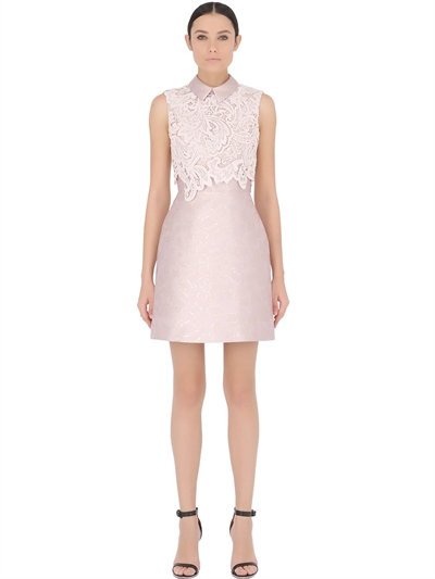 Mary Katrantzou Swarovski Crystals Jacquard & Lace Dress In Pink/multi ...
