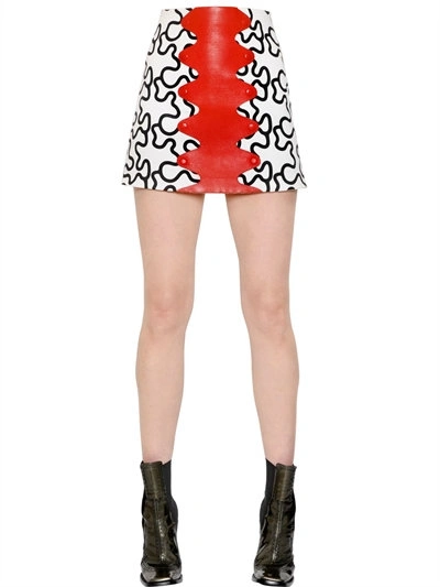 Shop Jw Anderson Nappa Leather & Cotton Drill Skirt In Red/white/black