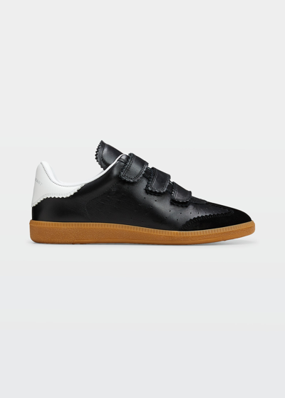 Shop Isabel Marant Beth Perforated Leather Grip-strap Sneakers In Black