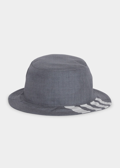 Shop Thom Browne Men's Wool 4-bar Bucket Hat In Med Grey