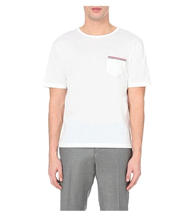 Striped-pocket cotton-piqué t-shirt