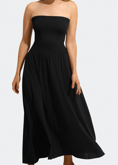 Shop Eres Oda Long Strapless Dress In Noir