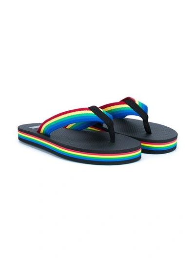 Saint Laurent Rainbow Flip-flops In Nero/multi