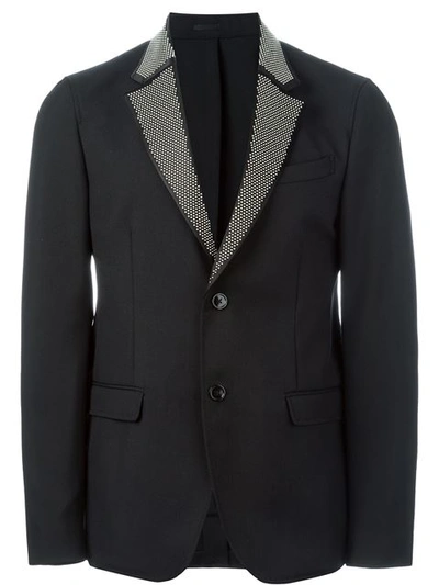 Alexander Mcqueen Studded-lapel Two-button Jacket, Black
