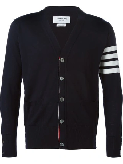 Shop Thom Browne 4-bar Merino Cardigan - Blue