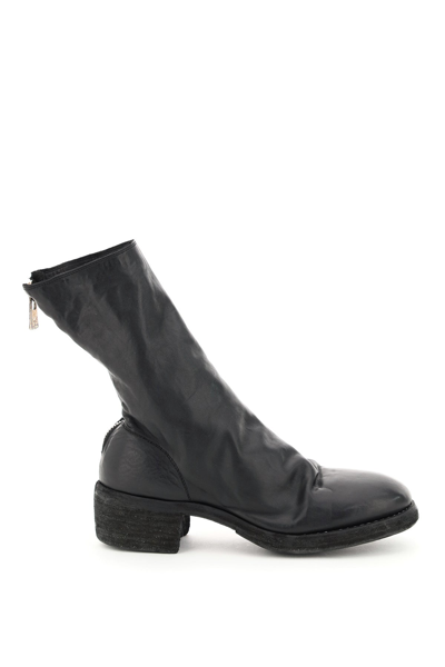 Shop Guidi Front Zip Leather Ankle Boots In Black