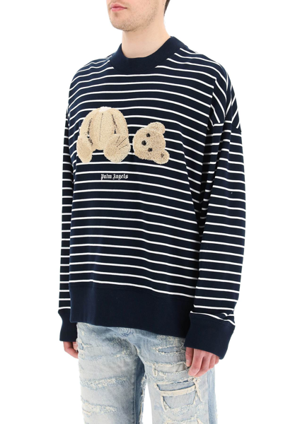 Shop Palm Angels Striped Bear Sweatshirt In Mixed Colours