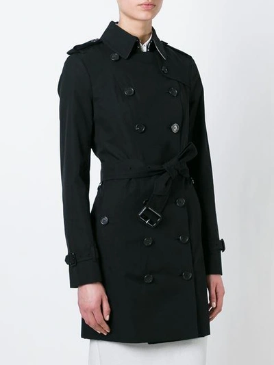 Shop Burberry The Sandringham Mid-length Trench Coat In Black