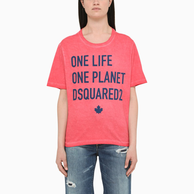 Shop Dsquared2 One Life One Planet Red T-shirt