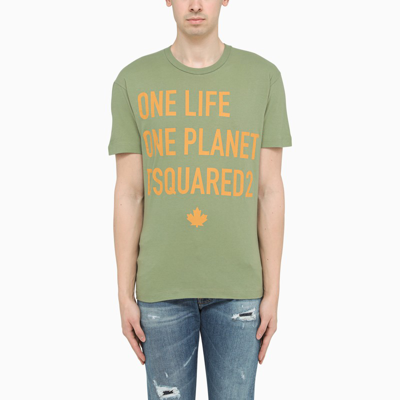 Shop Dsquared2 One Life One Planet Green T-shirt