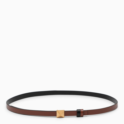 Shop Valentino Brown/black One Stud Belt 10 Mm