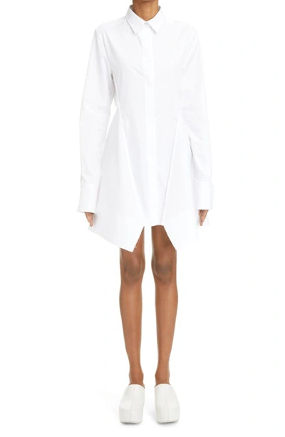 Shop Givenchy X Josh Smith Organza Inset Long Sleeve Poplin Shirtdress In White