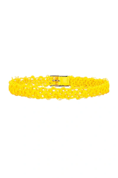 Shop Bottega Veneta Intreccio Crochet Belt In Lemon & Silver