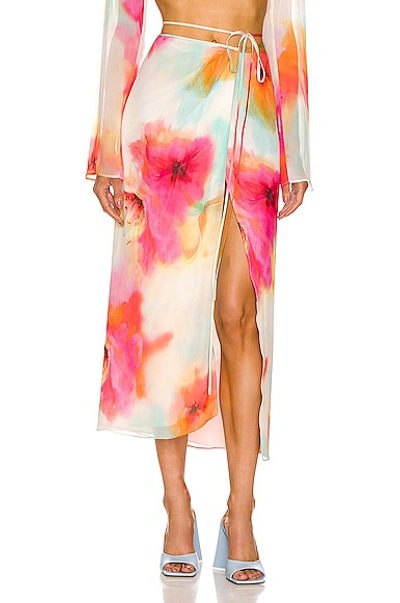 Shop Andamane Jacky Wrap Midi Skirt In Floral Multi