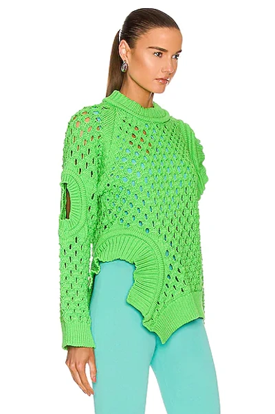 Shop Stella Mccartney Big Stitch Jumper In Green Fluorescent