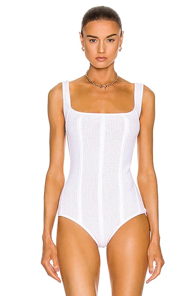 Bottega Veneta Lightweight Fluid Viscose Loops Bodysuit In White