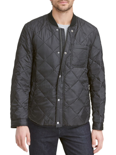Shop Cole Haan Men's Quilted Nylon Bomber Jacket In Black