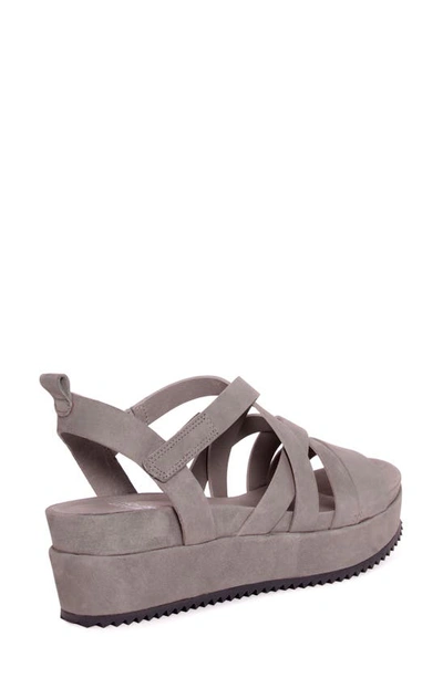Eileen Fisher Extra Wedge Nubuck Strappy Sandals In Moon | ModeSens