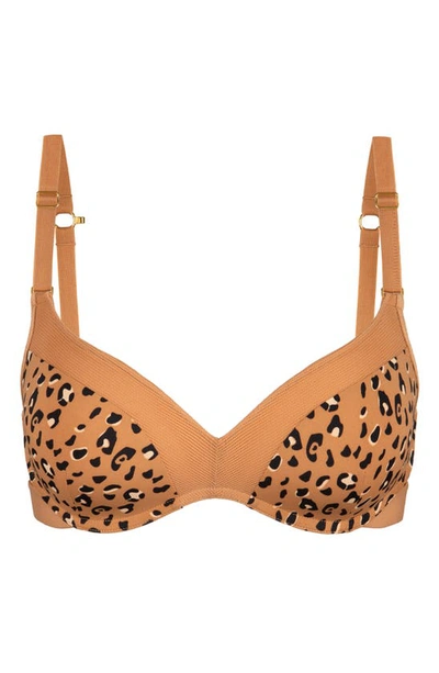 Shop Lively The No-wire Push Up Bra In Latte Leopard