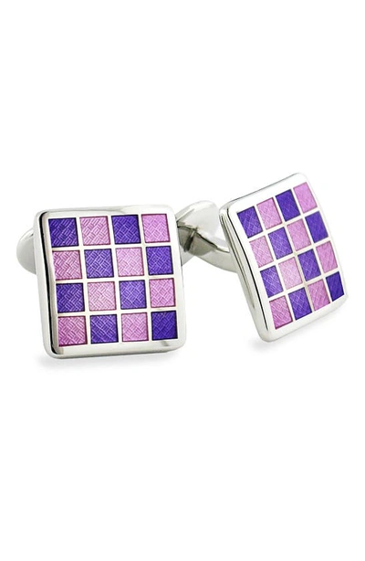 Shop David Donahue Enamel Check Cuff Links In Purple