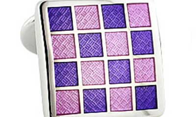 David Donahue Enamel Check Cuff Links In Purple