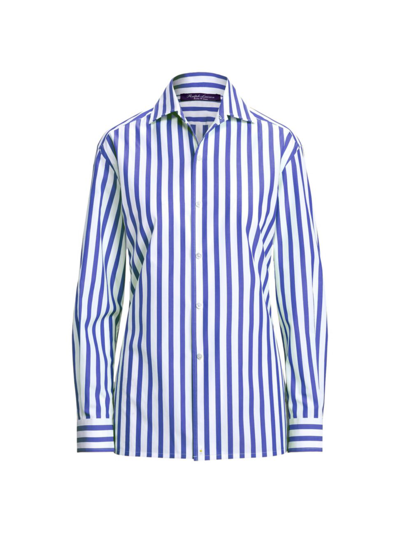 Shop Ralph Lauren Women's Capri Candy Stripe Shirt In White Classic Blue