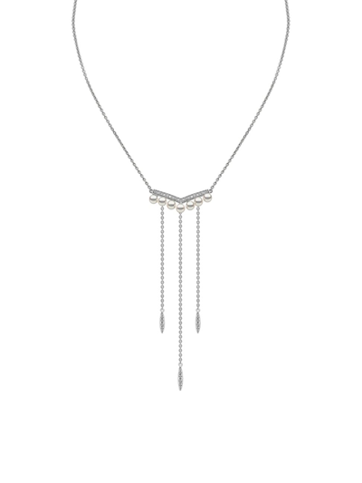 Shop Yoko London Women's Trend 18k White Gold, Diamond, & 3.5-6mm Freshwater Pearl Necklace