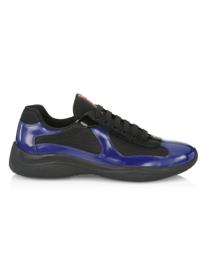 Shop Prada Men's New America's Cup Low-top Sneakers In Inchiosto Nero