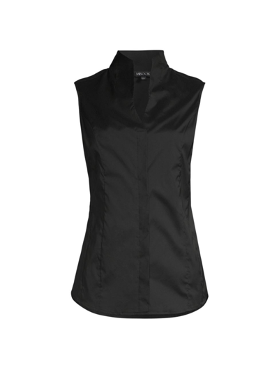 Shop Misook Women's Sleeveless Stretch-cotton Blouse In Black