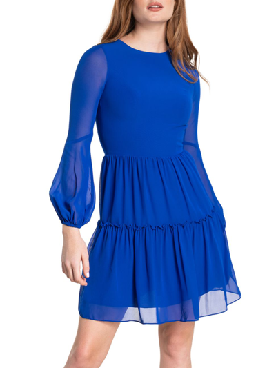 Shop Dress The Population Women's Paola Chiffon Minidress In Electric Blue
