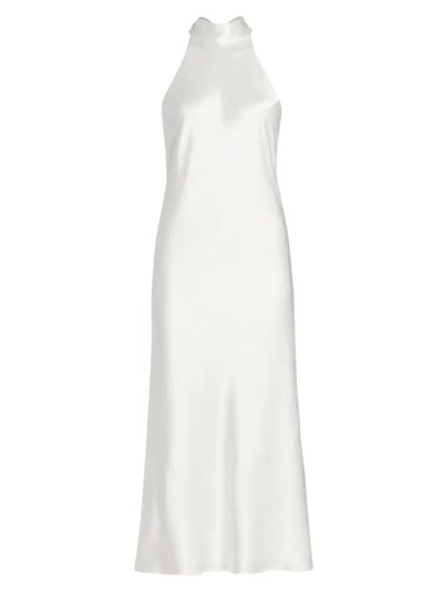 Shop Galvan Women's Cova Satin Sleeveless Midi-dress In White