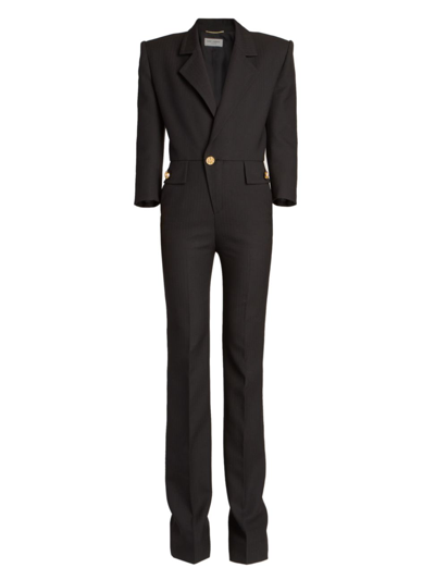 Shop Saint Laurent Wool Suit Jumpsuit In Noir
